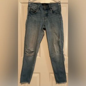 Size 2. L & B ankle skinny jeans. Distressed with holes.